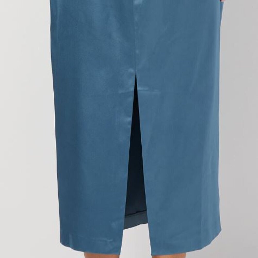 ZARA NEW WOMAN SATIN-EFFECT DRESS WITH KNOT DETAIL SKY BLUE SIZE XS  2042899 431 - Picture 4 of 9